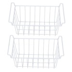 (41.5X24.5X20CM) 2pcs Freezer Wire Storage Basket Organizer Bin Hanging Metal Rack With Pe Coating L